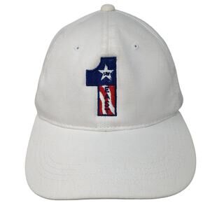 1 East Slideback Baseball Cap White One Size Adjustable Embroidered Patriotic OC